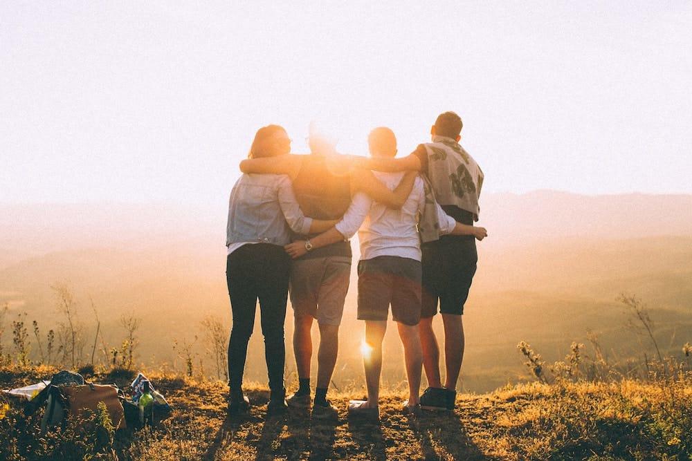 Friends watching sunset