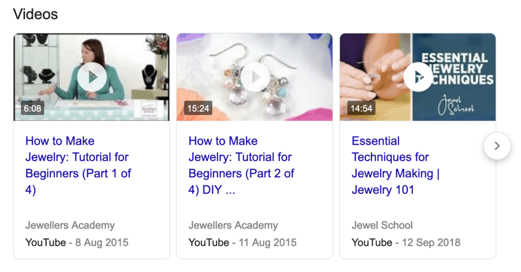 Google search results for &ldquo;how to make jewelry&rdquo;