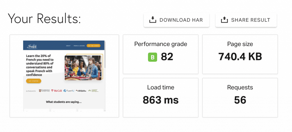 Pingdom site speed test