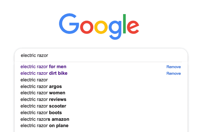 electric razors Google suggestions
