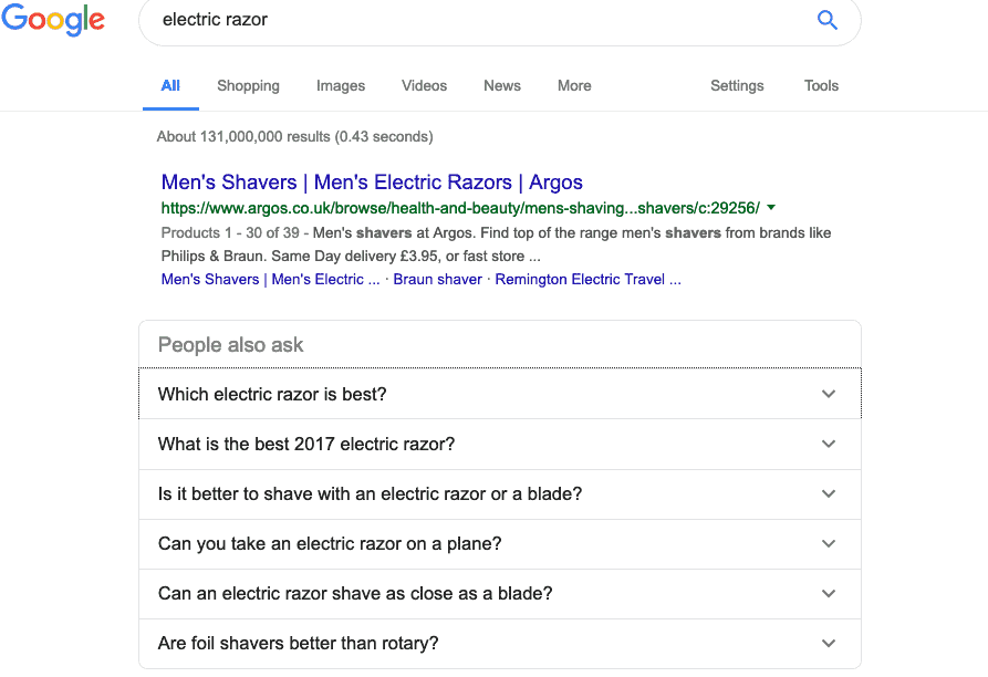 electric razor search Google